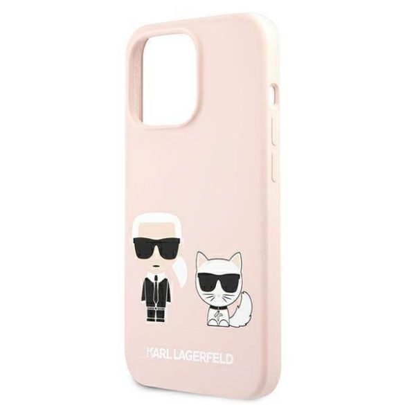 Karl Lagerfeld KLHMP13XSSKCI iPhone 13 Pro Max 6,7" keménytok világos rózsaszín szilikon ikonikus Karl & Choupette Magsafe tok