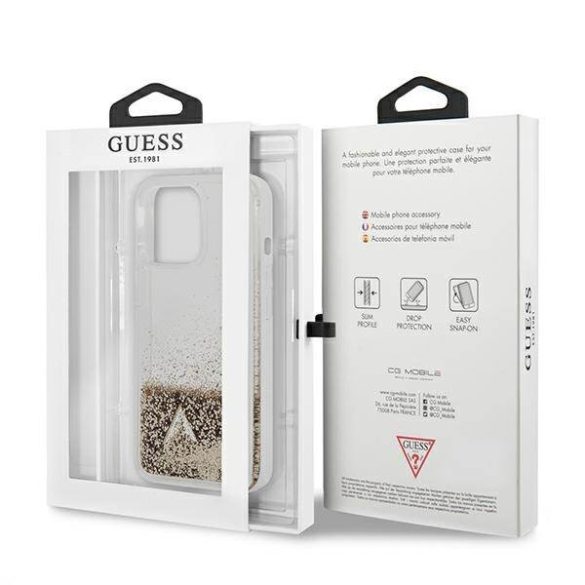 Guess GUOHCP13XGLHFLGO iPhone 13 Pro Max 6,7" arany Glitter Charms keménytok