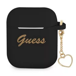   Guess GUA2LSCHSK AirPods 1/2 tok fekete Szilikon Charm Szív kollekció