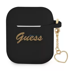   Guess GUA2LSCHSK AirPods 1/2 tok fekete Szilikon Charm Szív kollekció