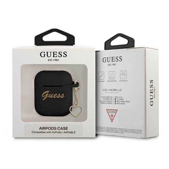 Guess GUA2LSCHSK AirPods 1/2 tok fekete Szilikon Charm Szív kollekció