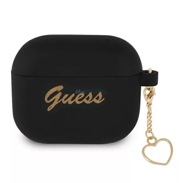 Guess GUA3LSCHSK AirPods 3 fekete szilikon Charm Heart Collection tok