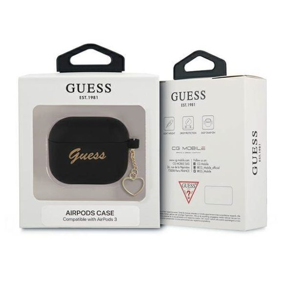 Guess GUA3LSCHSK AirPods 3 fekete szilikon Charm Heart Collection tok