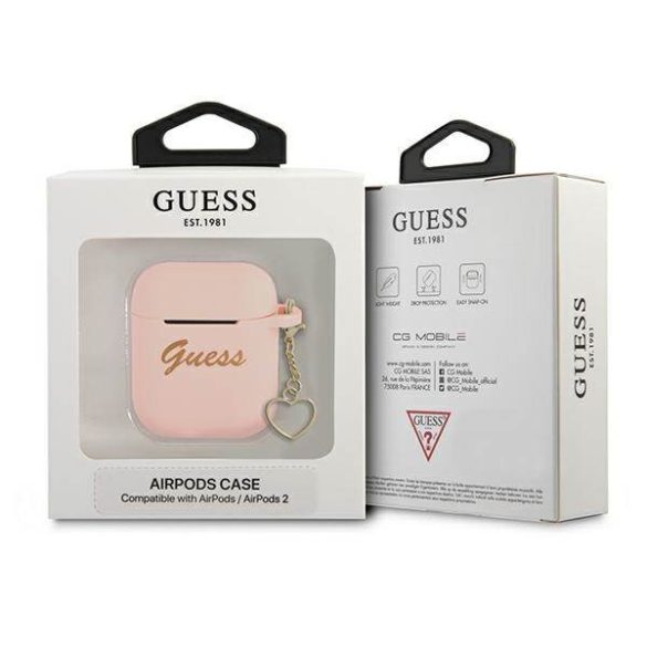 Guess GUA2LSCHSP AirPods 1/2 tok rózsaszín Szilikon Charm Szív kollekció