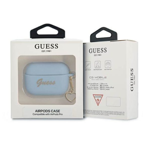 Guess GUAPLSCHSB AirPods Pro kék szilikon Charm Heart Collection tok