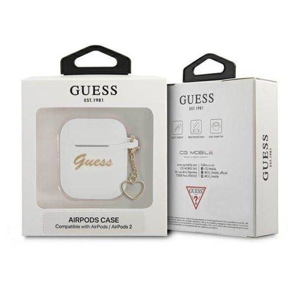 Guess GUA2LSCHSH AirPods 1/2 tok fehér Szilikon Charm Szív kollekció