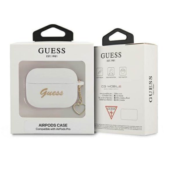 Guess GUAPLSCHSH AirPods Pro fehér szilikon Charm Heart Collection tok