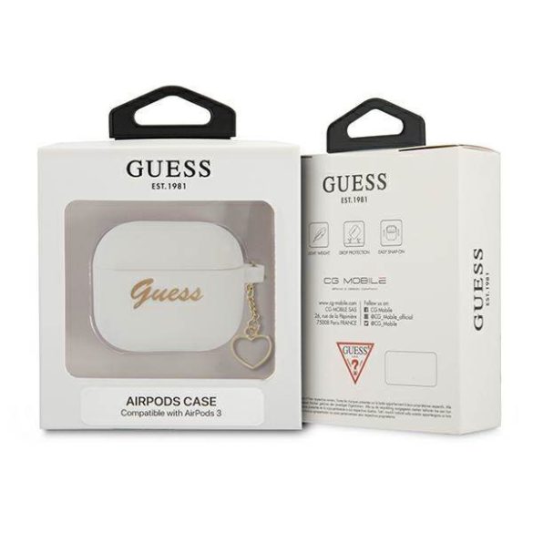 Guess GUA3LSCHSH AirPods 3 fehér szilikon Charm Heart Collection tok