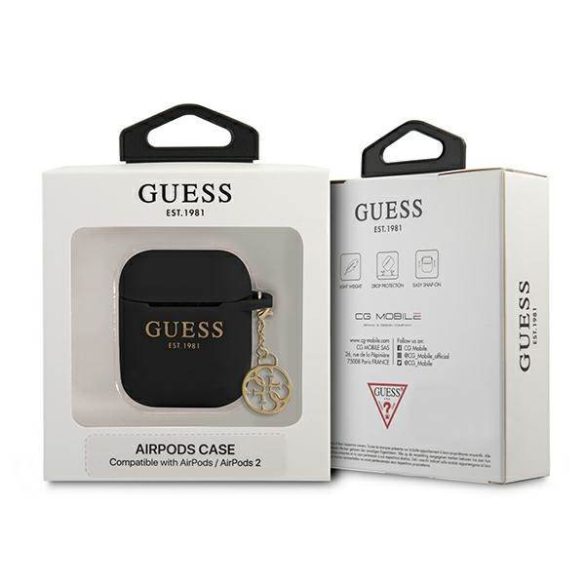 Guess GUA2LSC4EK AirPods 1/2 tok fekete Szilikon Charm 4G kollekció