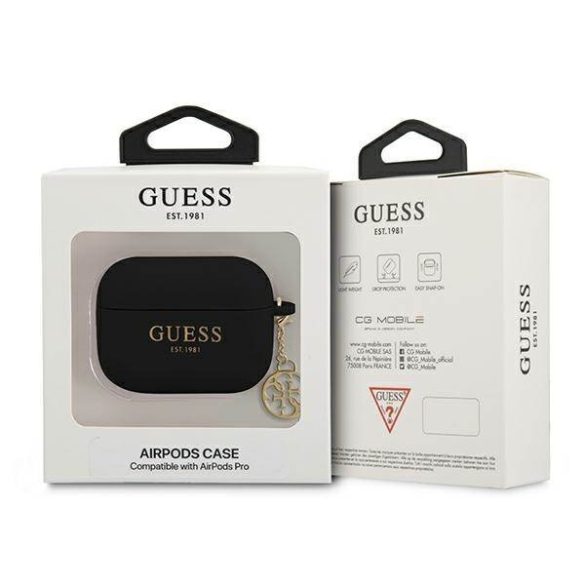 Guess GUAPLSC4EK AirPods Pro fekete szilikon Charm 4G Collection tok