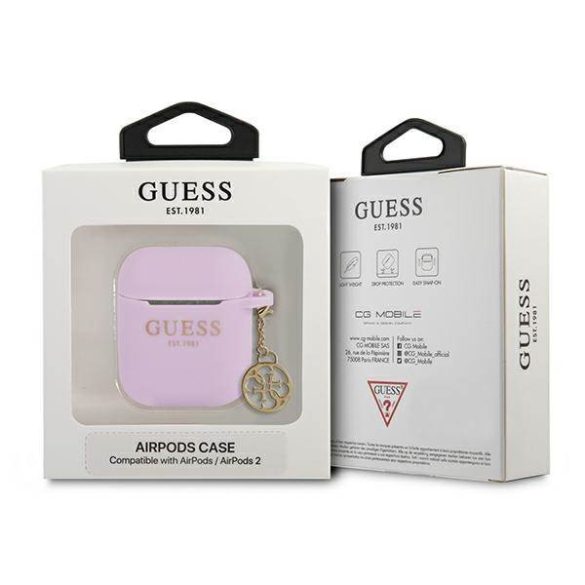 Guess GUA2LSC4EU AirPods 1/2 tok lila Szilikon Charm 4G kollekció