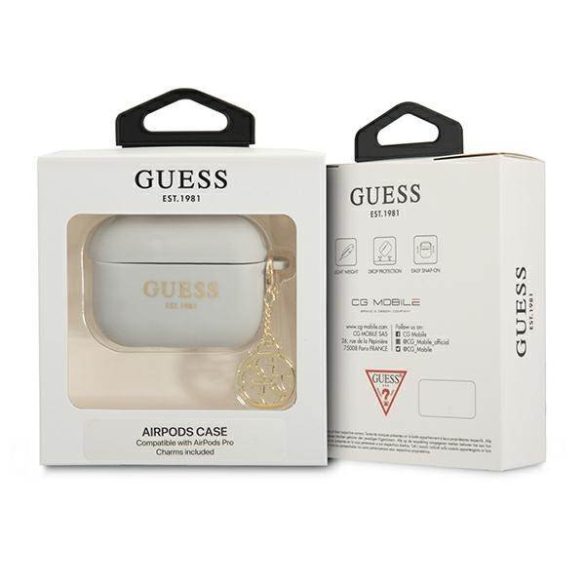 Guess GUAPLSC4EG AirPods Pro szürke szilikon Charm 4G Collection tok