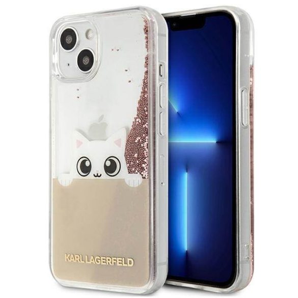 Karl Lagerfeld KLHCP13MPABGNU iPhone 13 6,1" rózsaszín keménytok PEEK A BOO folyékony csillogó