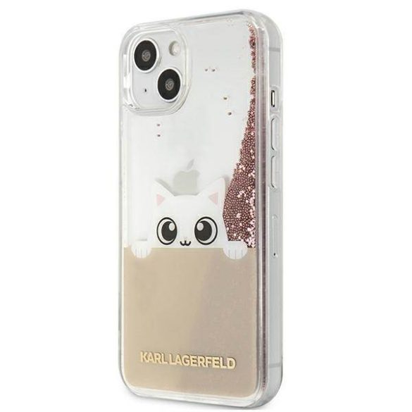 Karl Lagerfeld KLHCP13MPABGNU iPhone 13 6,1" rózsaszín keménytok PEEK A BOO folyékony csillogó