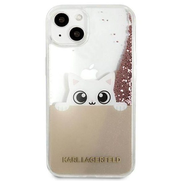 Karl Lagerfeld KLHCP13MPABGNU iPhone 13 6,1" rózsaszín keménytok PEEK A BOO folyékony csillogó