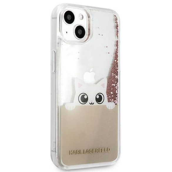 Karl Lagerfeld KLHCP13MPABGNU iPhone 13 6,1" rózsaszín keménytok PEEK A BOO folyékony csillogó