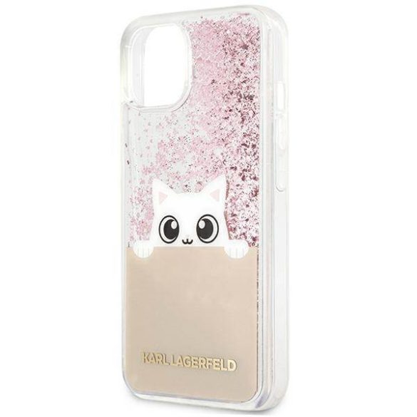 Karl Lagerfeld KLHCP13MPABGNU iPhone 13 6,1" rózsaszín keménytok PEEK A BOO folyékony csillogó