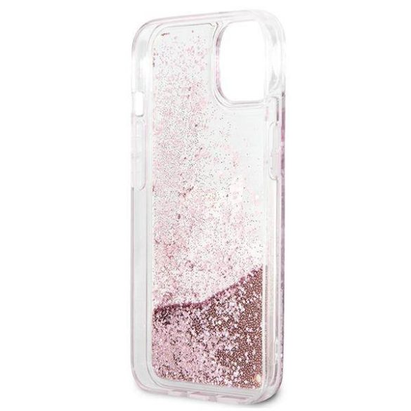 Karl Lagerfeld KLHCP13MPABGNU iPhone 13 6,1" rózsaszín keménytok PEEK A BOO folyékony csillogó