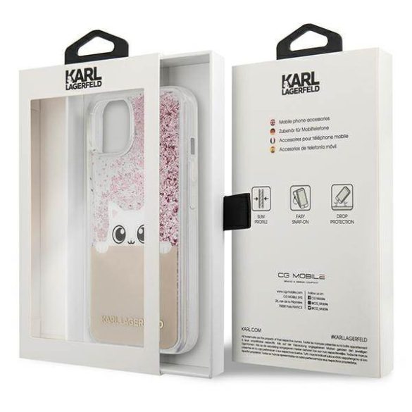 Karl Lagerfeld KLHCP13MPABGNU iPhone 13 6,1" rózsaszín keménytok PEEK A BOO folyékony csillogó