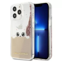   Karl Lagerfeld KLHCP13LPABGNU iPhone 13 Pro / 13 6,1" rózsaszín PEEK A BOO folyékony csillogó kristályos keménytok