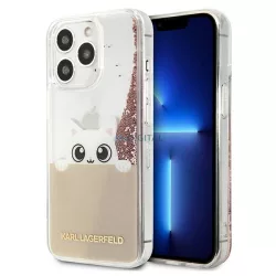   Karl Lagerfeld KLHCP13LPABGNU iPhone 13 Pro / 13 6,1" rózsaszín PEEK A BOO folyékony csillogó kristályos keménytok