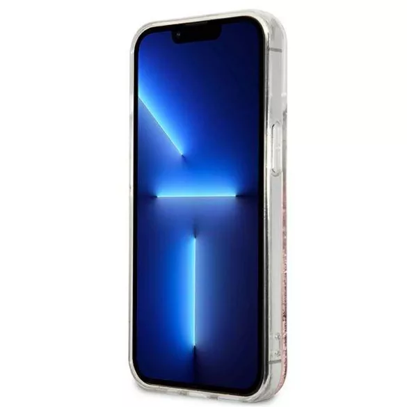 Karl Lagerfeld KLHCP13LPABGNU iPhone 13 Pro / 13 6,1" rózsaszín PEEK A BOO folyékony csillogó kristályos keménytok