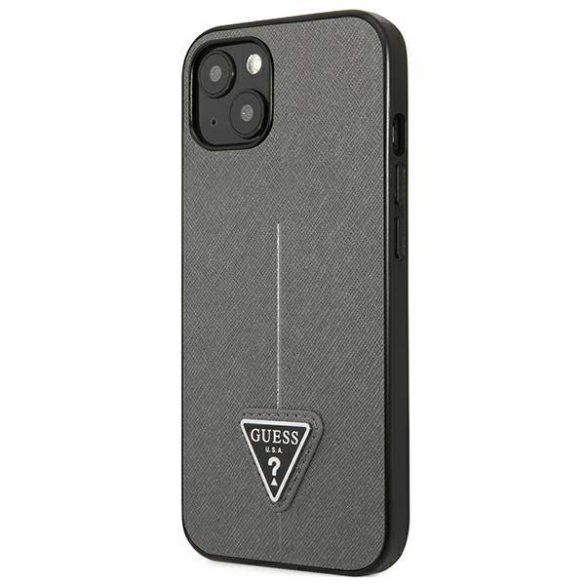 Guess GUHCP13SPSATLG iPhone 13 mini 5,4" ezüst Saffiano háromszög logós keménytok