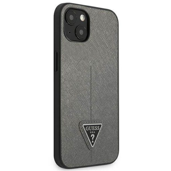 Guess GUHCP13SPSATLG iPhone 13 mini 5,4" ezüst Saffiano háromszög logós keménytok
