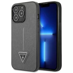   Guess GUHCP13XPSATLG iPhone 13 Pro Max 6,7" ezüst Saffiano háromszög logós keménytok