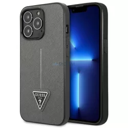   Guess GUHCP13XPSATLG iPhone 13 Pro Max 6,7" ezüst Saffiano háromszög logós keménytok