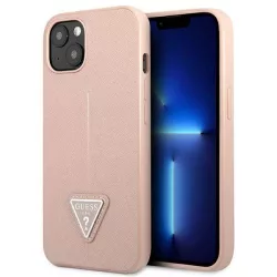   Guess GUHCP13SPSATLP iPhone 13 mini 5,4" rózsaszín Saffiano háromszög logós keménytok