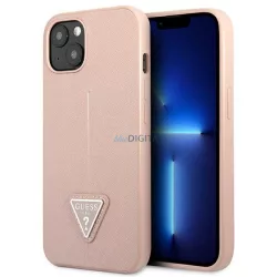   Guess GUHCP13SPSATLP iPhone 13 mini 5,4" rózsaszín Saffiano háromszög logós keménytok