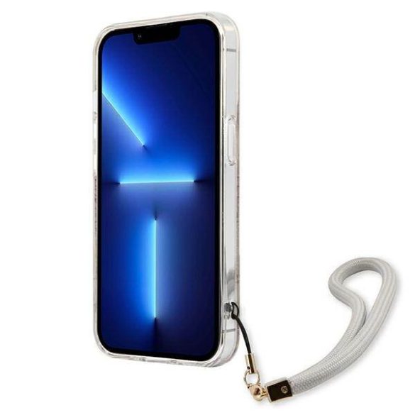 Guess GUHCP13LHFLSD iPhone 13 Pro / 13 6,1" arany virágos keménytok szíjjal
