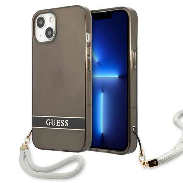 Guess GUHCP13SHTSGSK iPhone 13 mini 5,4" fekete áttetsző Stap keménytok