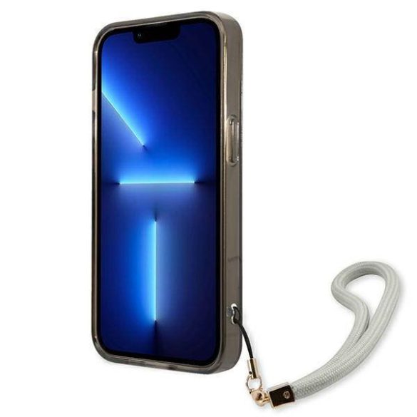 Guess GUHCP13SHTSGSK iPhone 13 mini 5,4" fekete áttetsző Stap keménytok