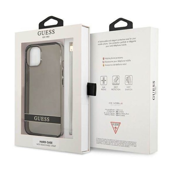 Guess GUHCP13SHTSGSK iPhone 13 mini 5,4" fekete áttetsző Stap keménytok