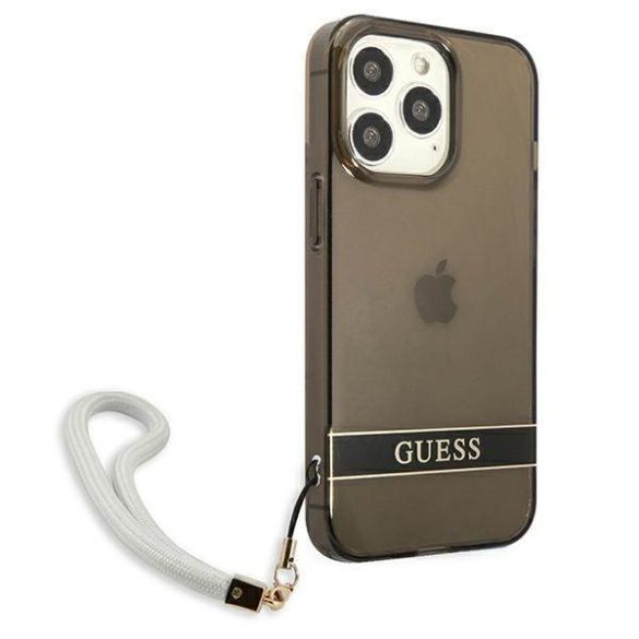 Guess GUHCP13LHTSGSK iPhone 13 Pro / 13 6,1" fekete átlátszó Stap keménytok