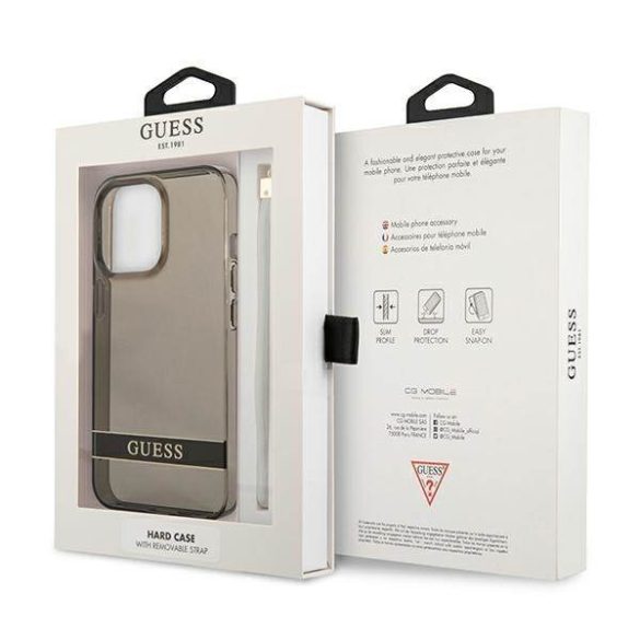 Guess GUHCP13LHTSGSK iPhone 13 Pro / 13 6,1" fekete átlátszó Stap keménytok