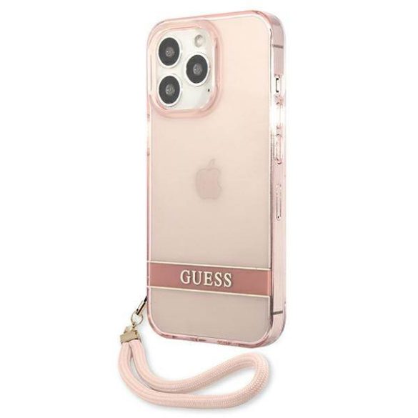 Guess GUHCP13LHTSGSP iPhone 13 Pro / 13 6,1" rózsaszín átlátszó Stap keménytok