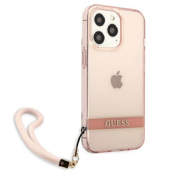 Guess GUHCP13LHTSGSP iPhone 13 Pro / 13 6,1" rózsaszín átlátszó Stap keménytok