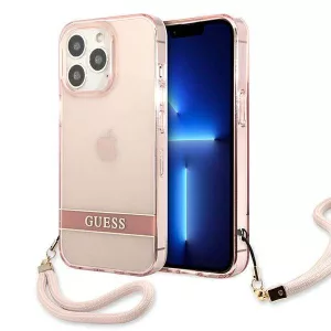 Guess GUHCP13XHTSGSP iPhone 13 Pro Max 6,7" rózsaszín áttetsző Stap keménytok