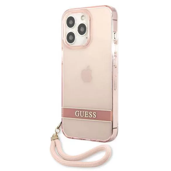 Guess GUHCP13XHTSGSP iPhone 13 Pro Max 6,7" rózsaszín áttetsző Stap keménytok