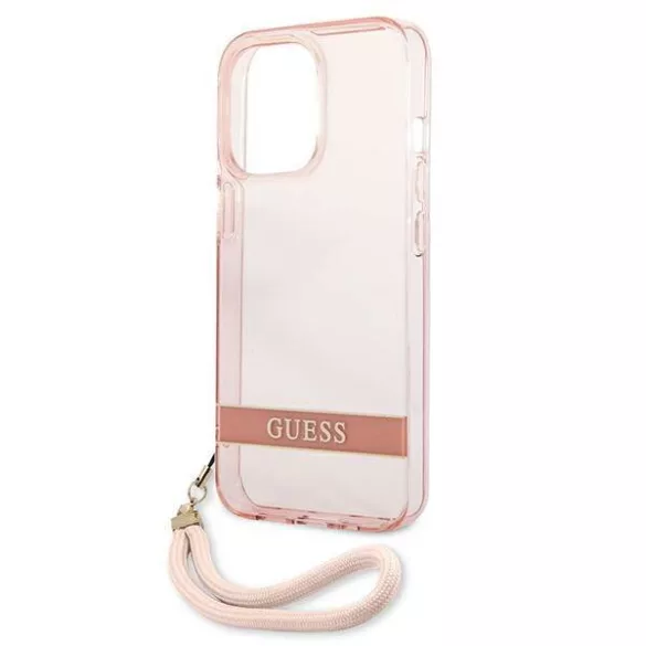 Guess GUHCP13XHTSGSP iPhone 13 Pro Max 6,7" rózsaszín áttetsző Stap keménytok