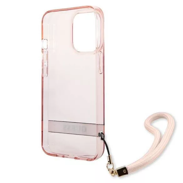 Guess GUHCP13XHTSGSP iPhone 13 Pro Max 6,7" rózsaszín áttetsző Stap keménytok