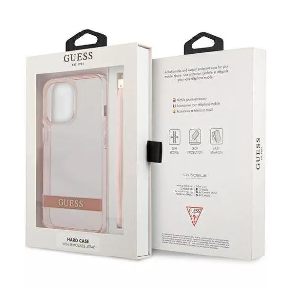 Guess GUHCP13XHTSGSP iPhone 13 Pro Max 6,7" rózsaszín áttetsző Stap keménytok