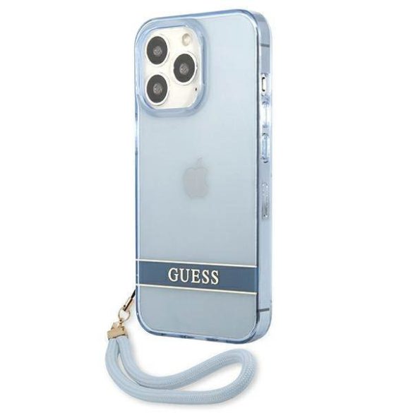 Guess GUHCP13LHTSGSB iPhone 13 Pro / 13 6,1" kék átlátszó Stap keménytok