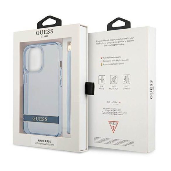 Guess GUHCP13LHTSGSB iPhone 13 Pro / 13 6,1" kék átlátszó Stap keménytok