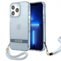   Guess GUHCP13XHTSGSB iPhone 13 Pro Max 6,7" kék átlátszó Stap keménytok