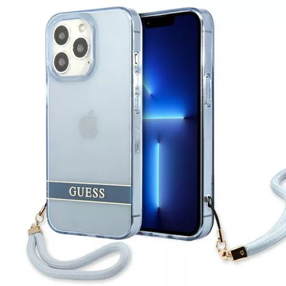 Guess GUHCP13XHTSGSB iPhone 13 Pro Max 6,7" kék átlátszó Stap keménytok