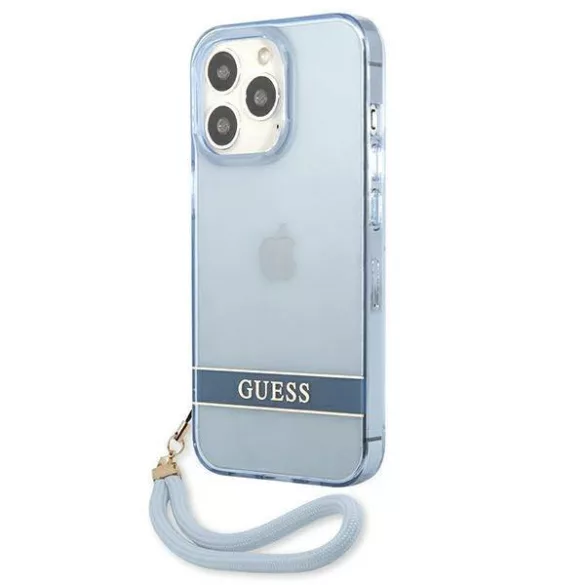 Guess GUHCP13XHTSGSB iPhone 13 Pro Max 6,7" kék átlátszó Stap keménytok